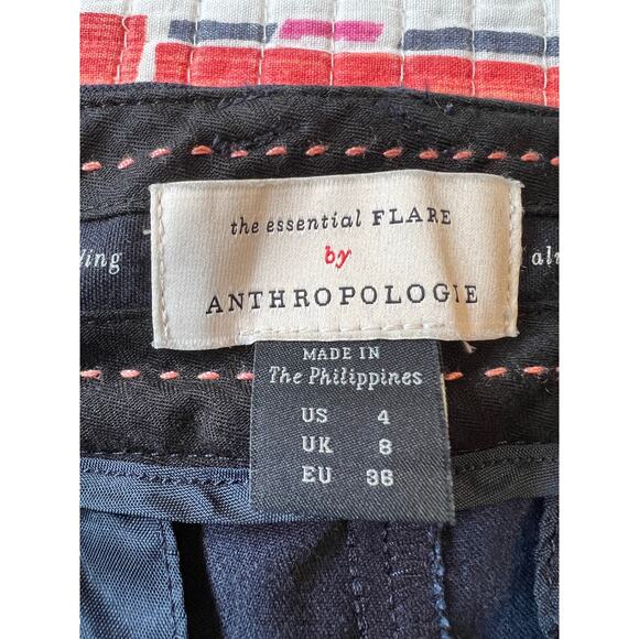 By Anthropologie The Essential Flare Navy Trouser Pants Size: 4 (Small) - Picture 4 of 5